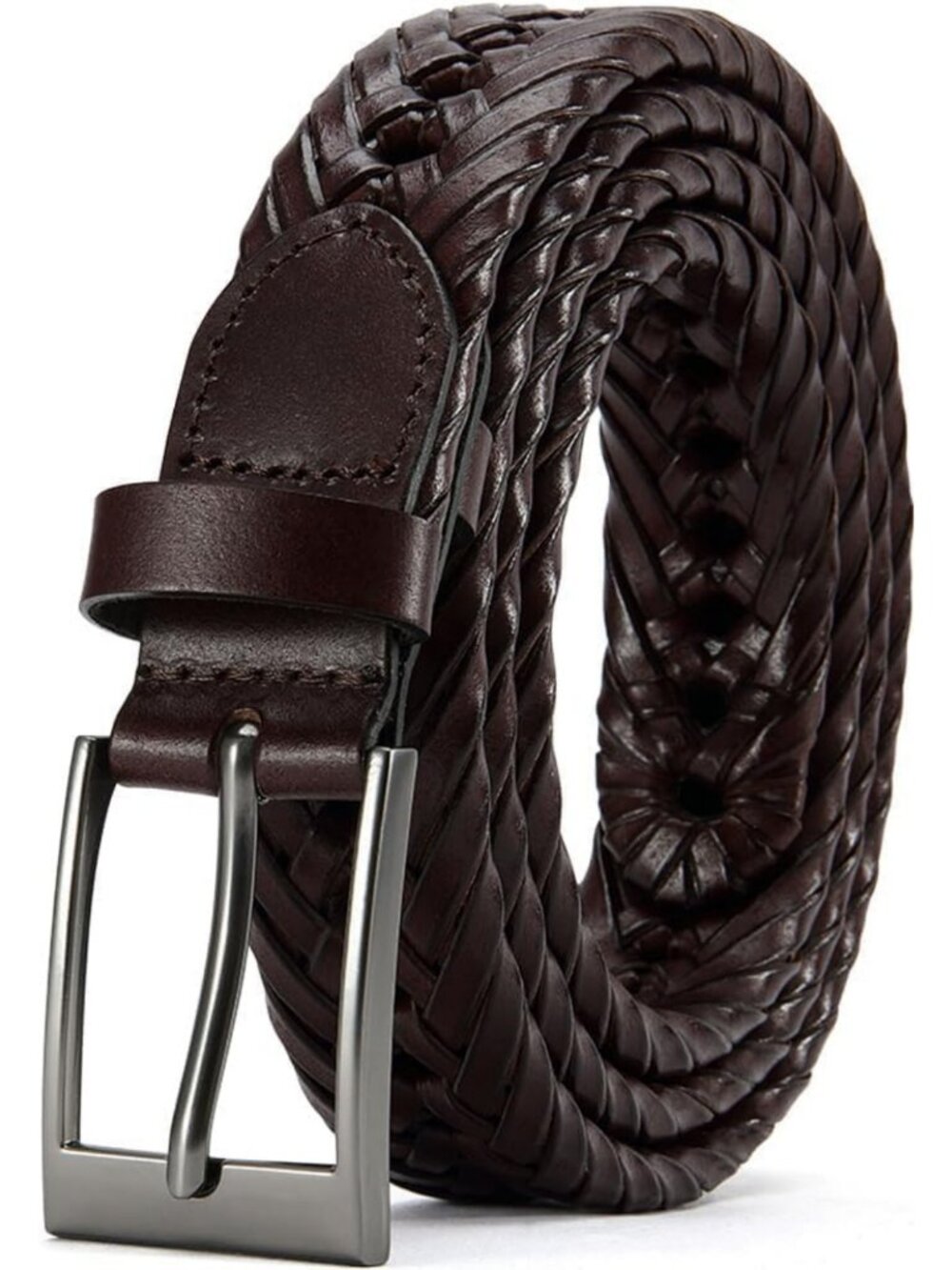 Stylish Men's Adjustable Braided Leather Dress Belt - Perfect for Any Occasion
